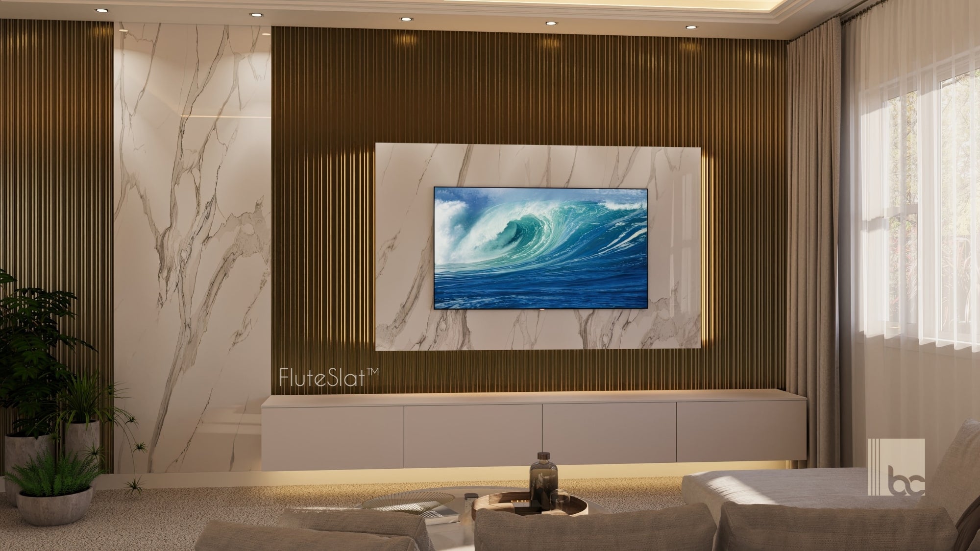 FluteSlat™ Milan Brushed Gold Wall Panel