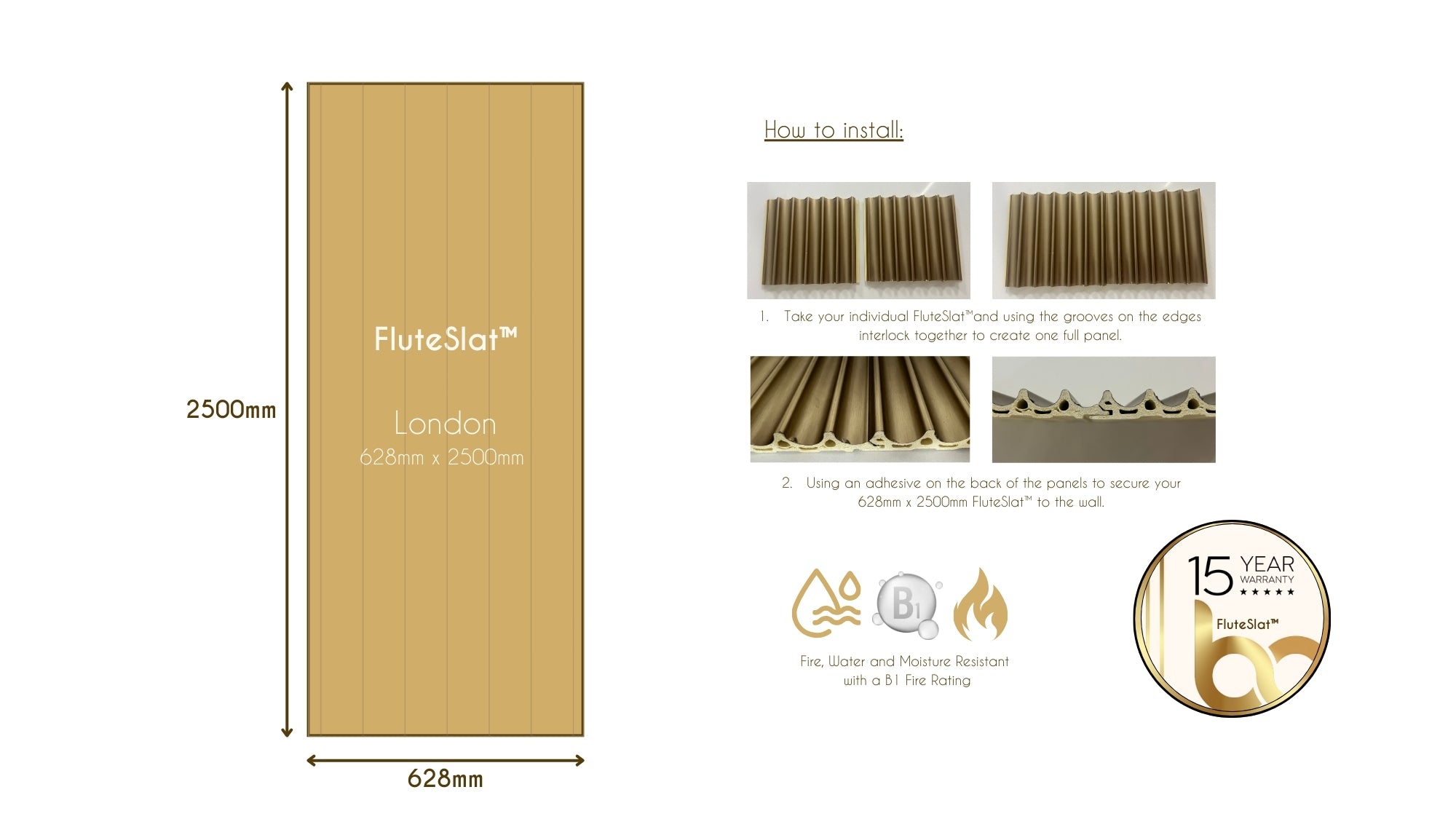 FluteSlat™ London Copper Stone Wall Panel