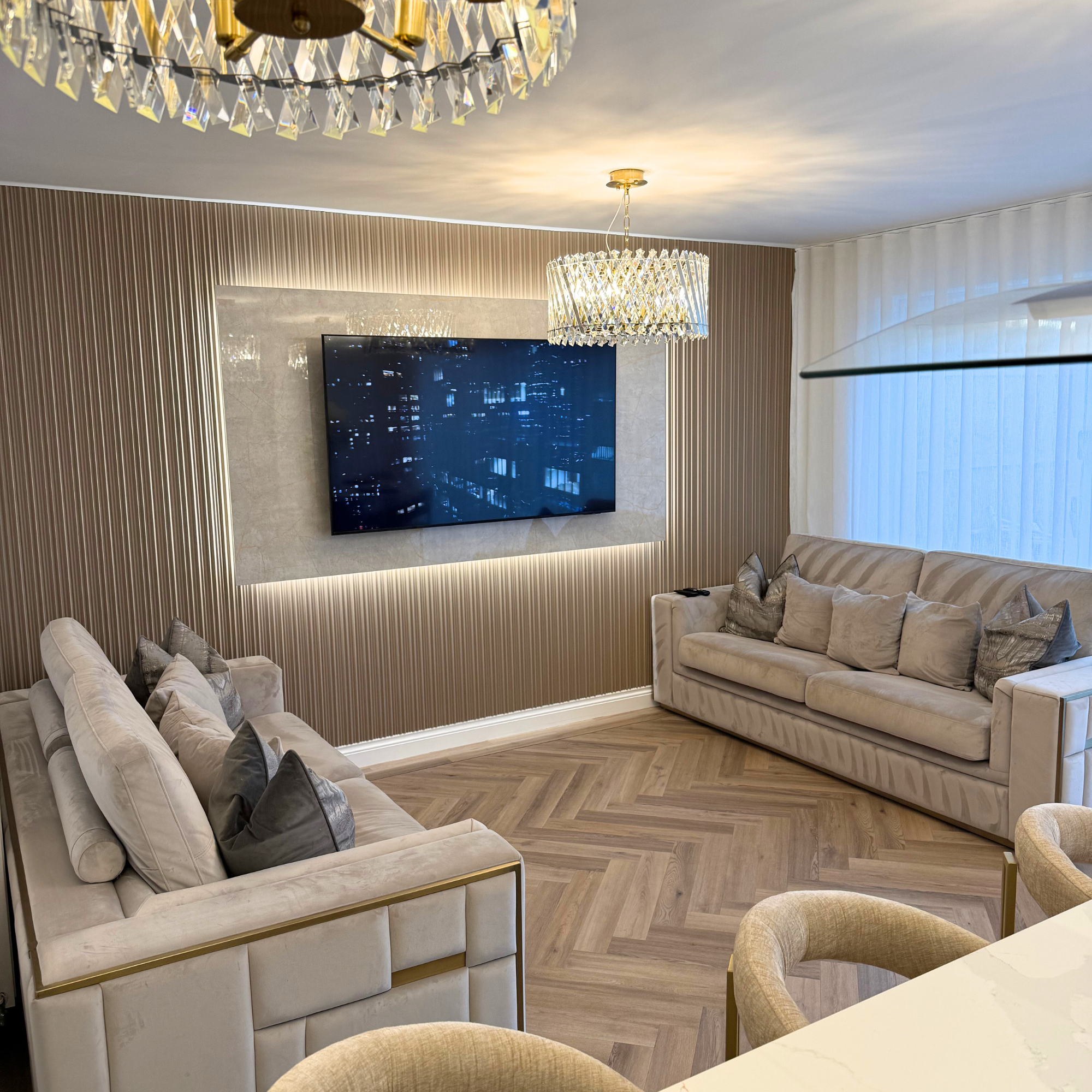 FluteSlat™ Milan Mocha Linen Wall Panel