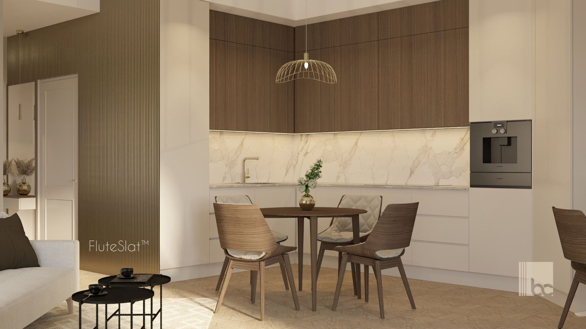 FluteSlat™ London Brushed Gold Wall Panel - 705