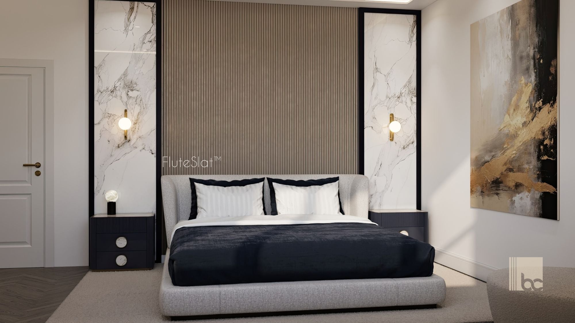 FluteSlat™ London Rose Stone Wall Panel - 51001