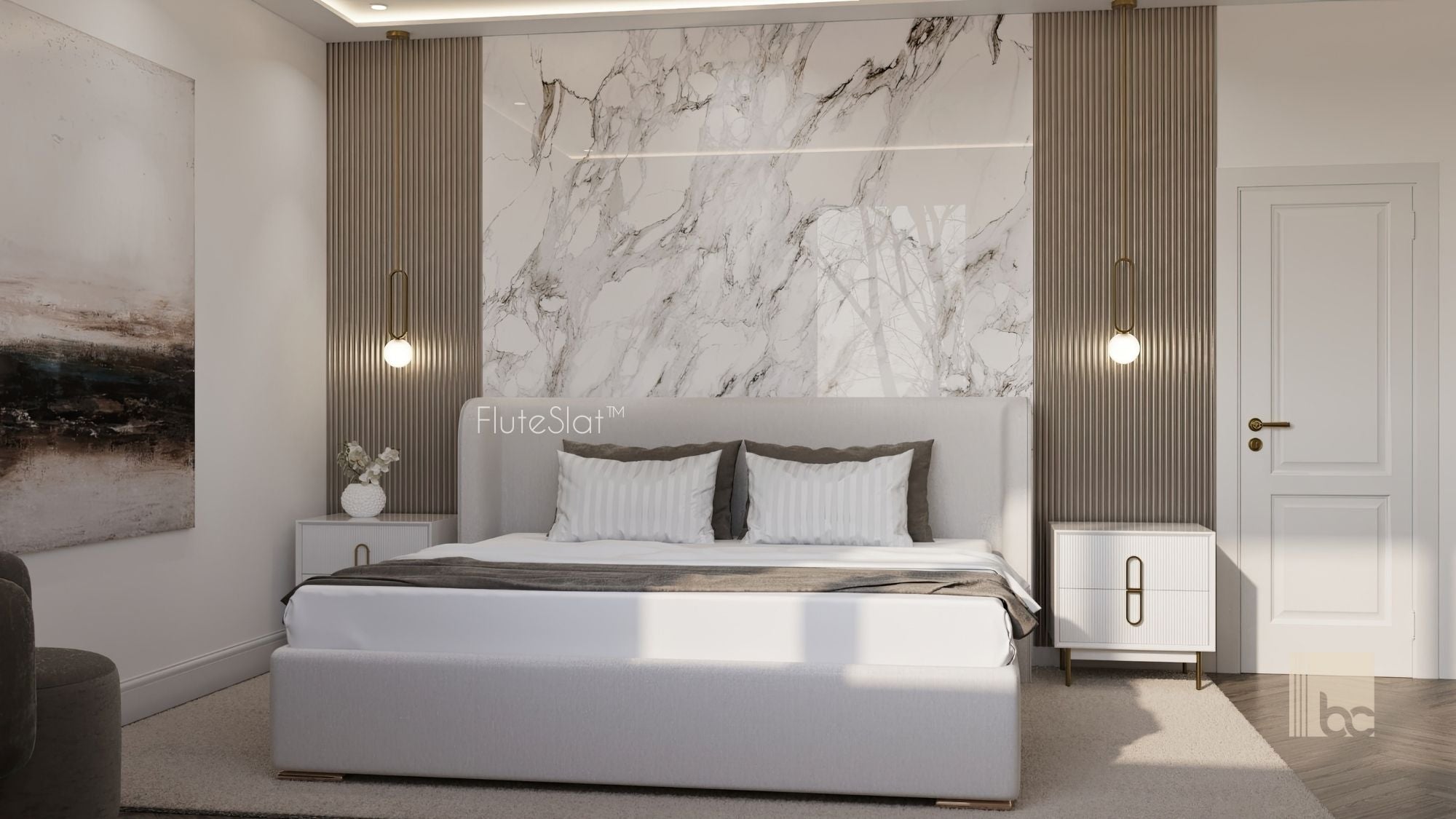 FluteSlat™ London Rose Stone Wall Panel - 51001