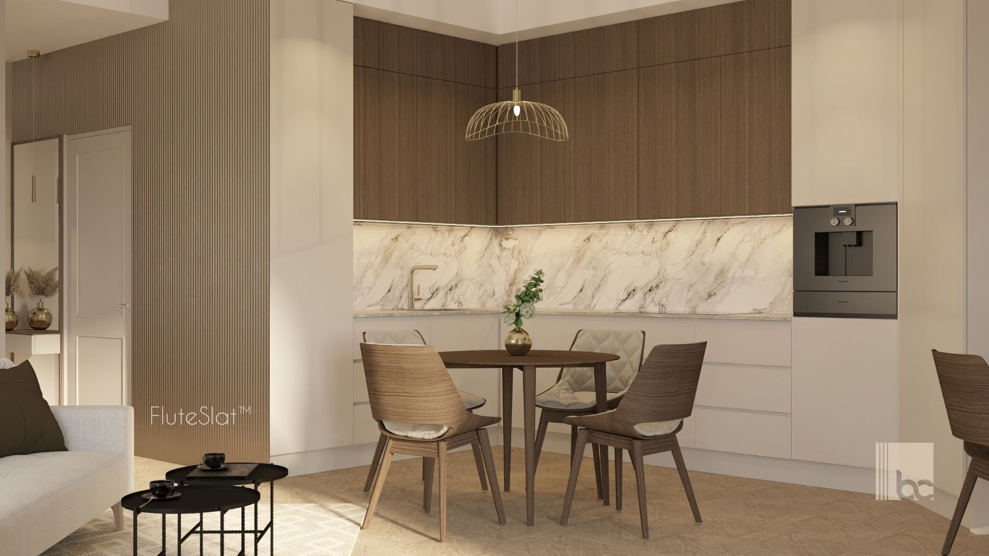 FluteSlat™ London Rose Stone Wall Panel - 51001