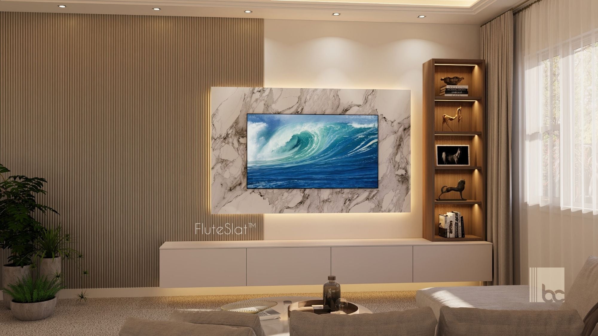 FluteSlat™ London Rose Stone Wall Panel - 51001