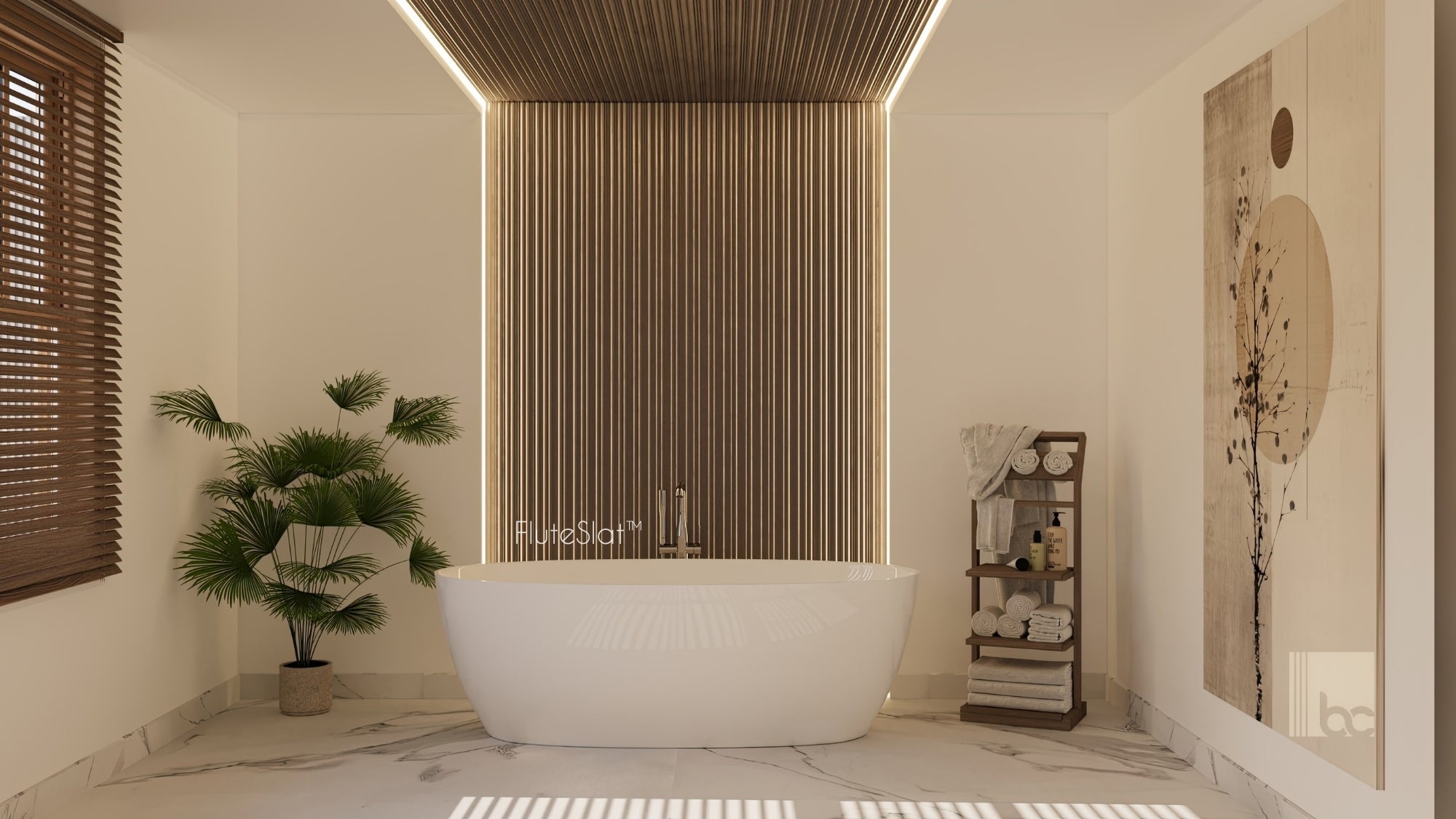 FluteSlat™ Milan Rose Stone Wall Panel - 51001