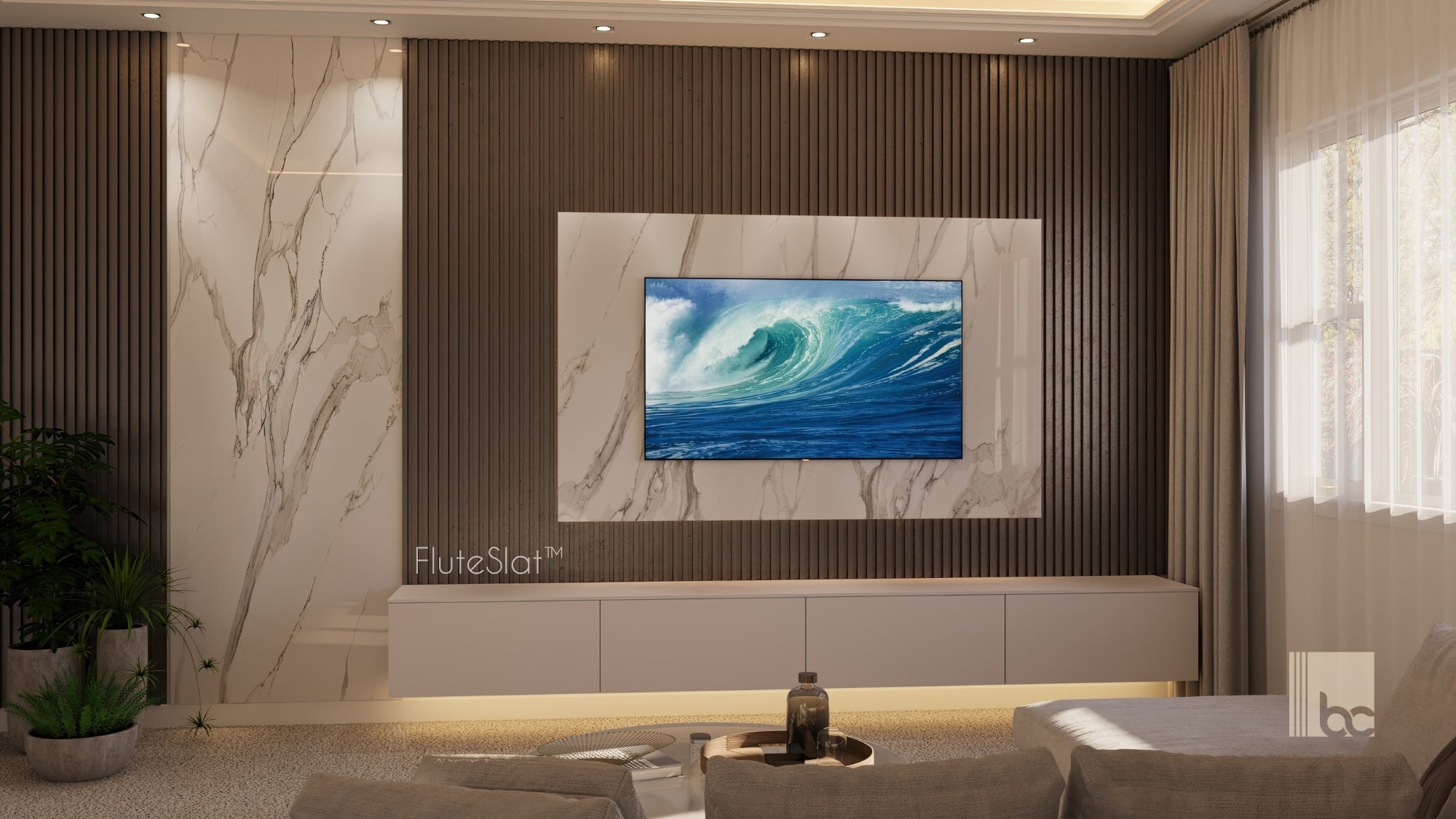 FluteSlat™ New York Grigio Wall Panel