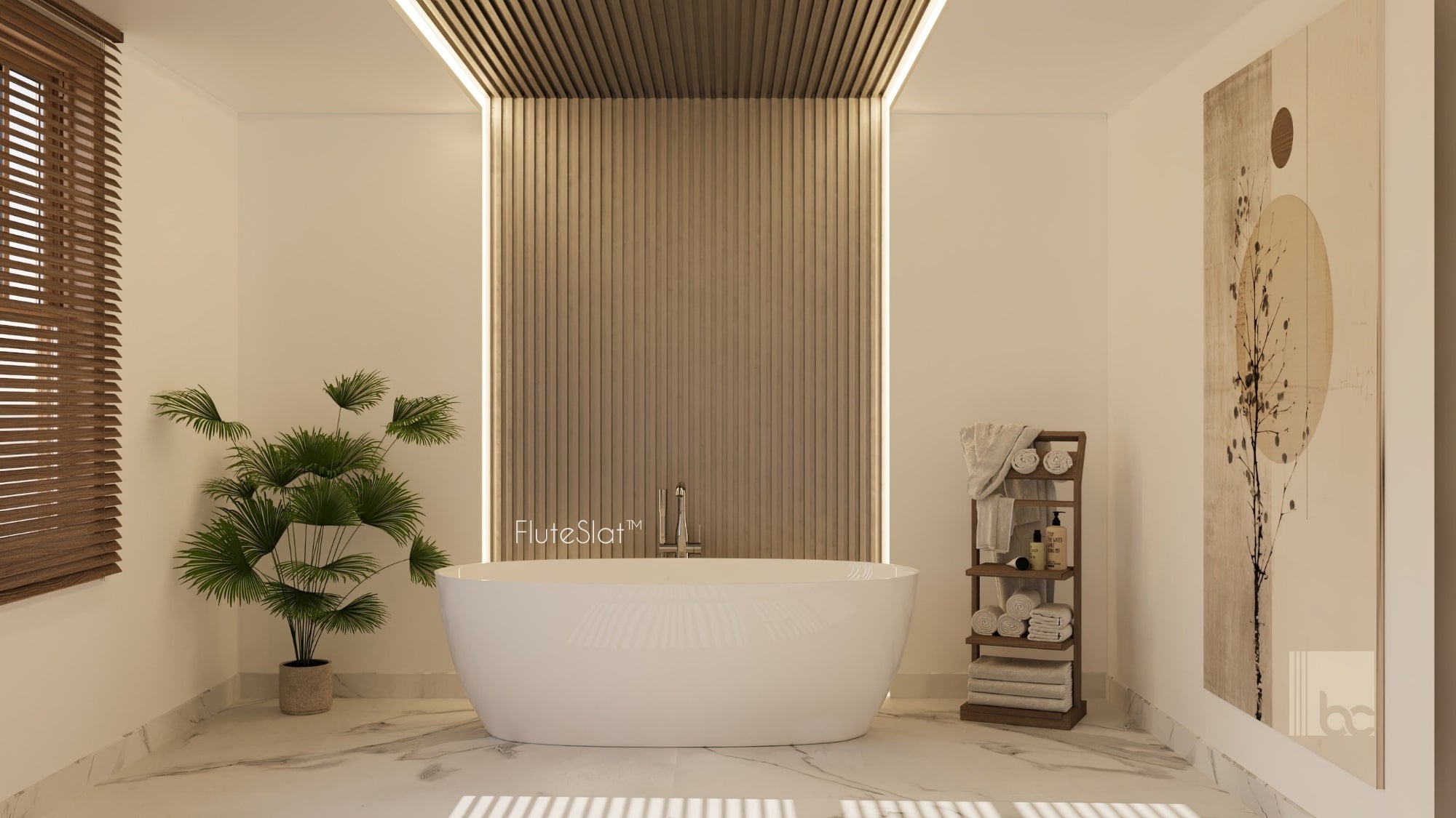 FluteSlat™ New York Rose Stone Wall Panel