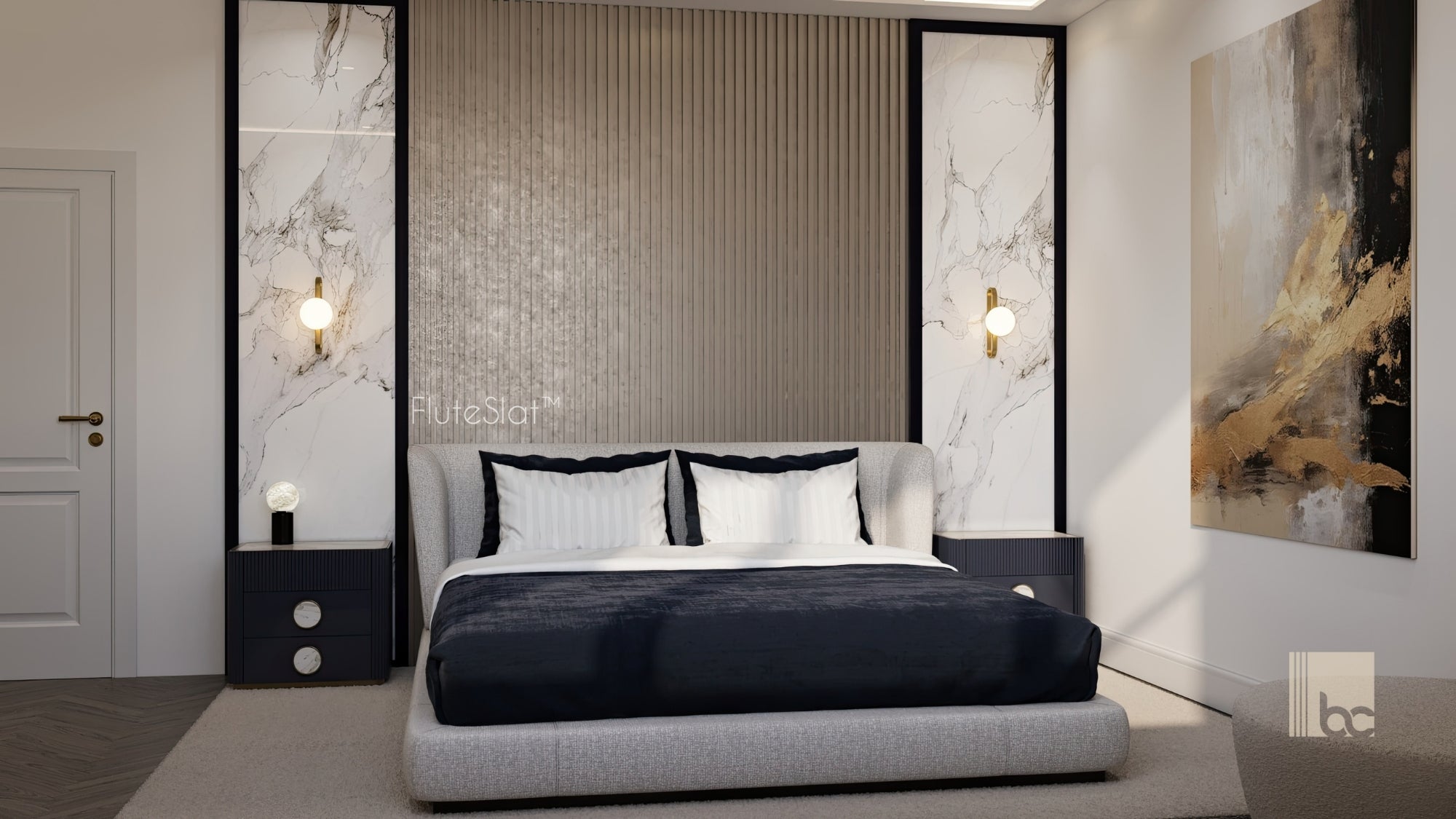 FluteSlat™ New York Rose Stone Wall Panel