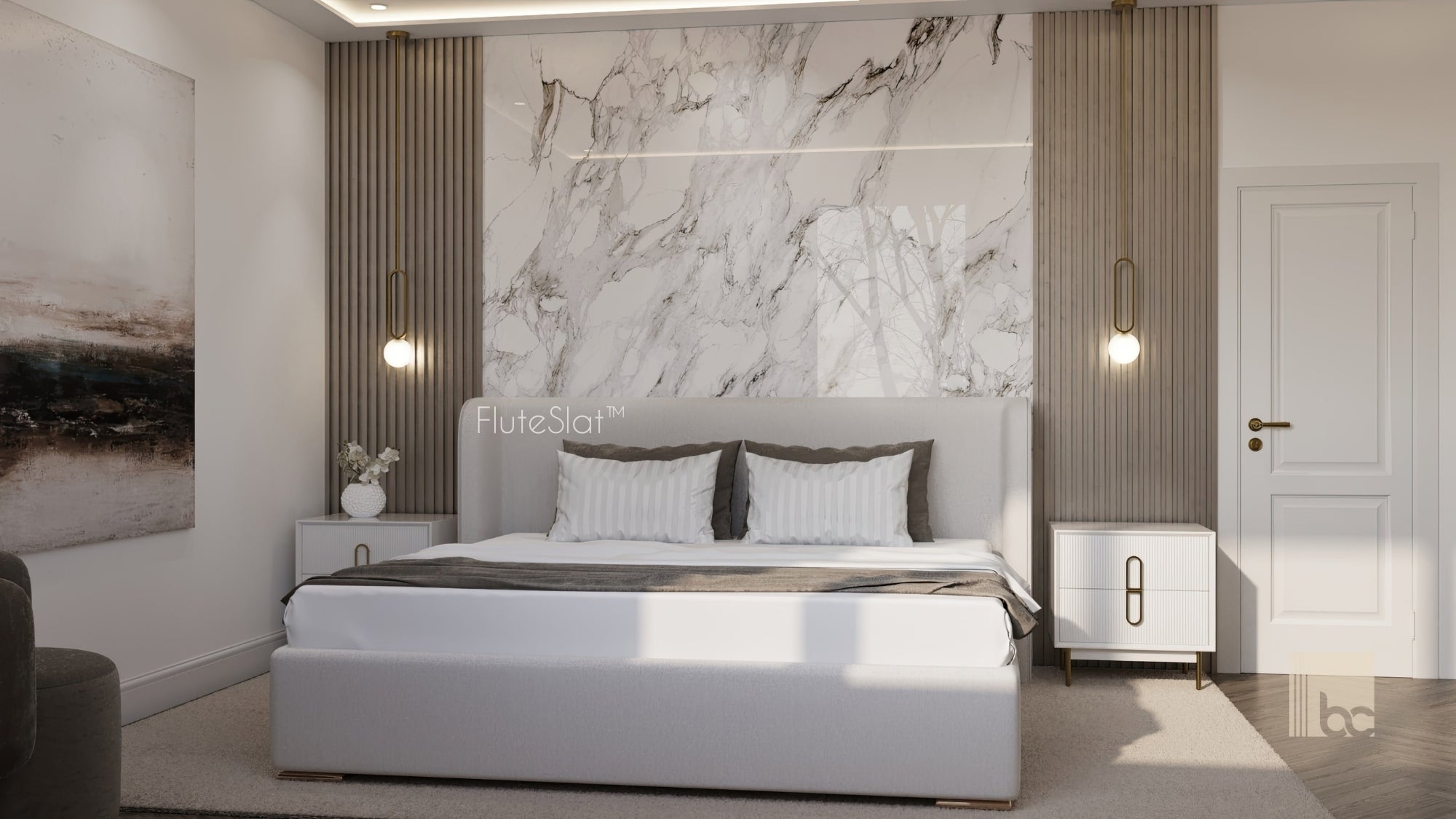 FluteSlat™ New York Rose Stone Wall Panel