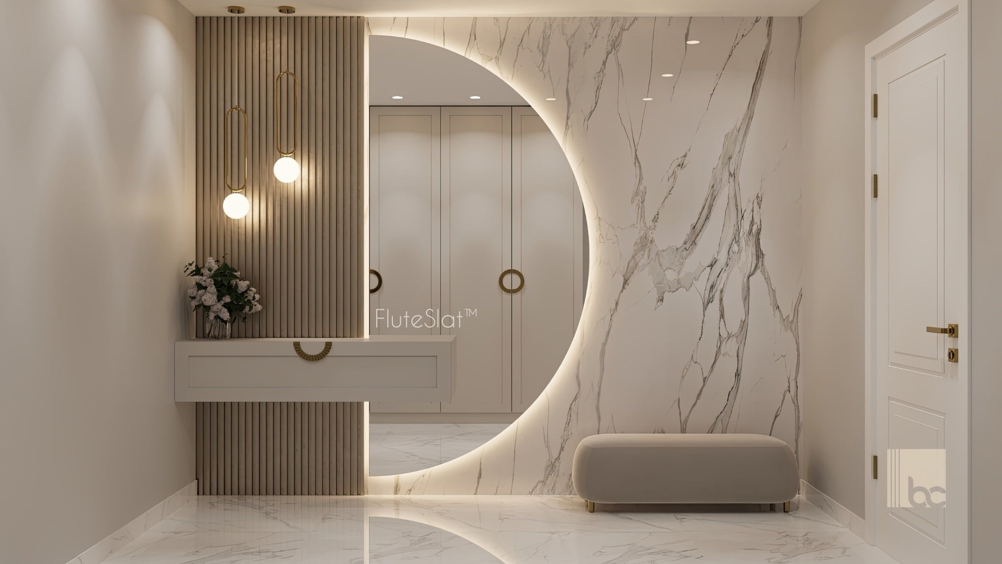 FluteSlat™ New York Rose Stone Wall Panel