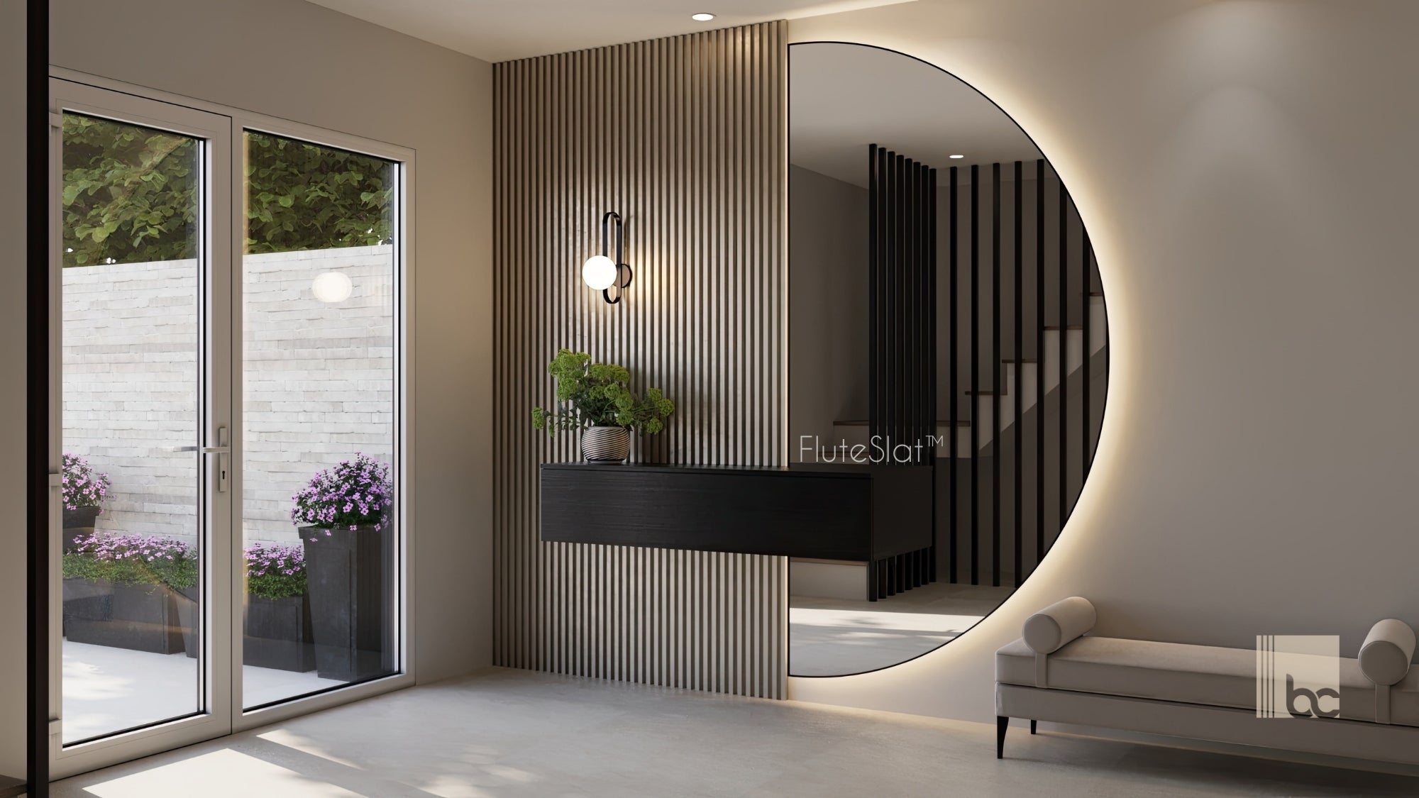 FluteSlat™ New York Rose Stone Wall Panel