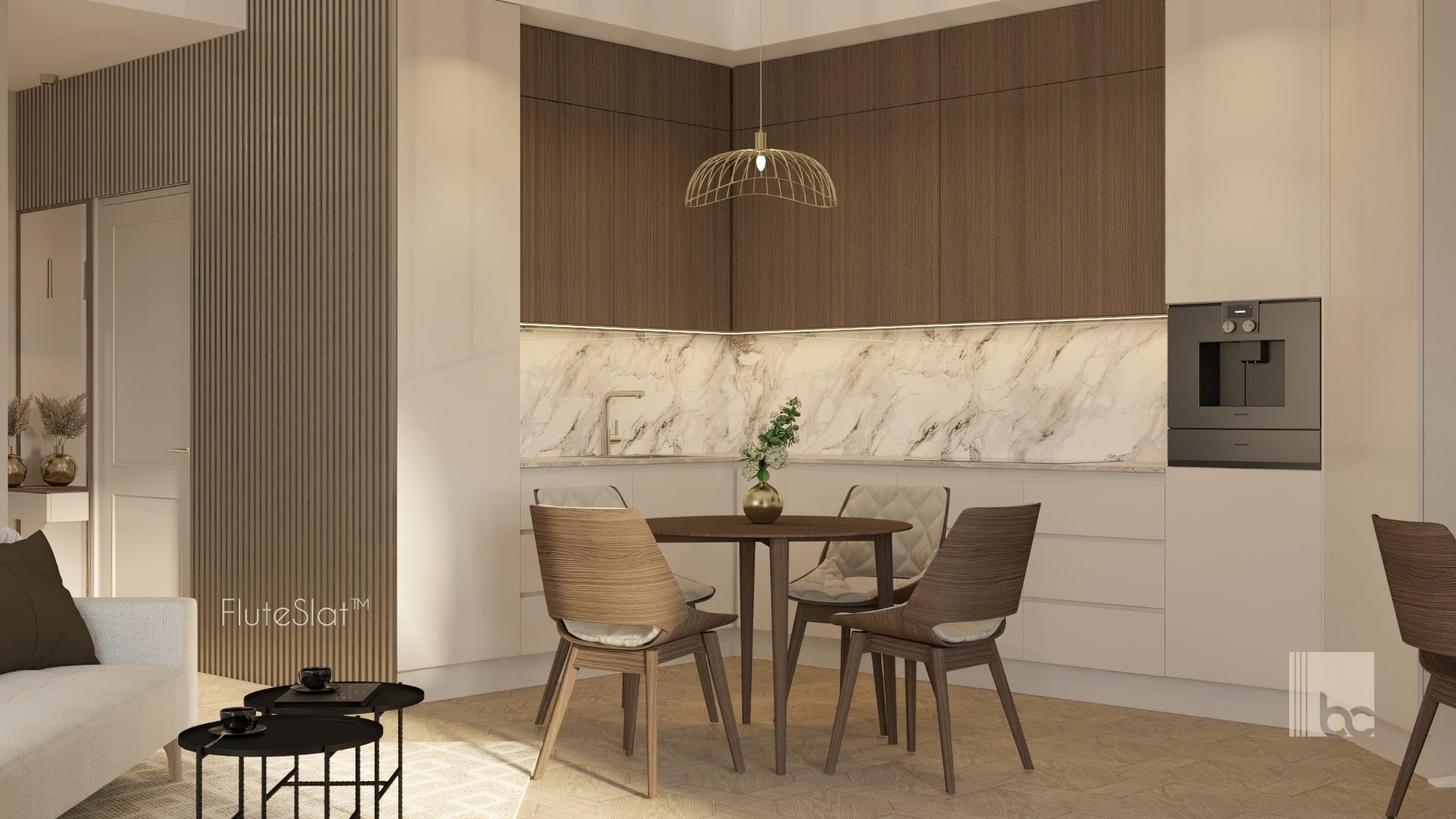 FluteSlat™ New York Rose Stone Wall Panel