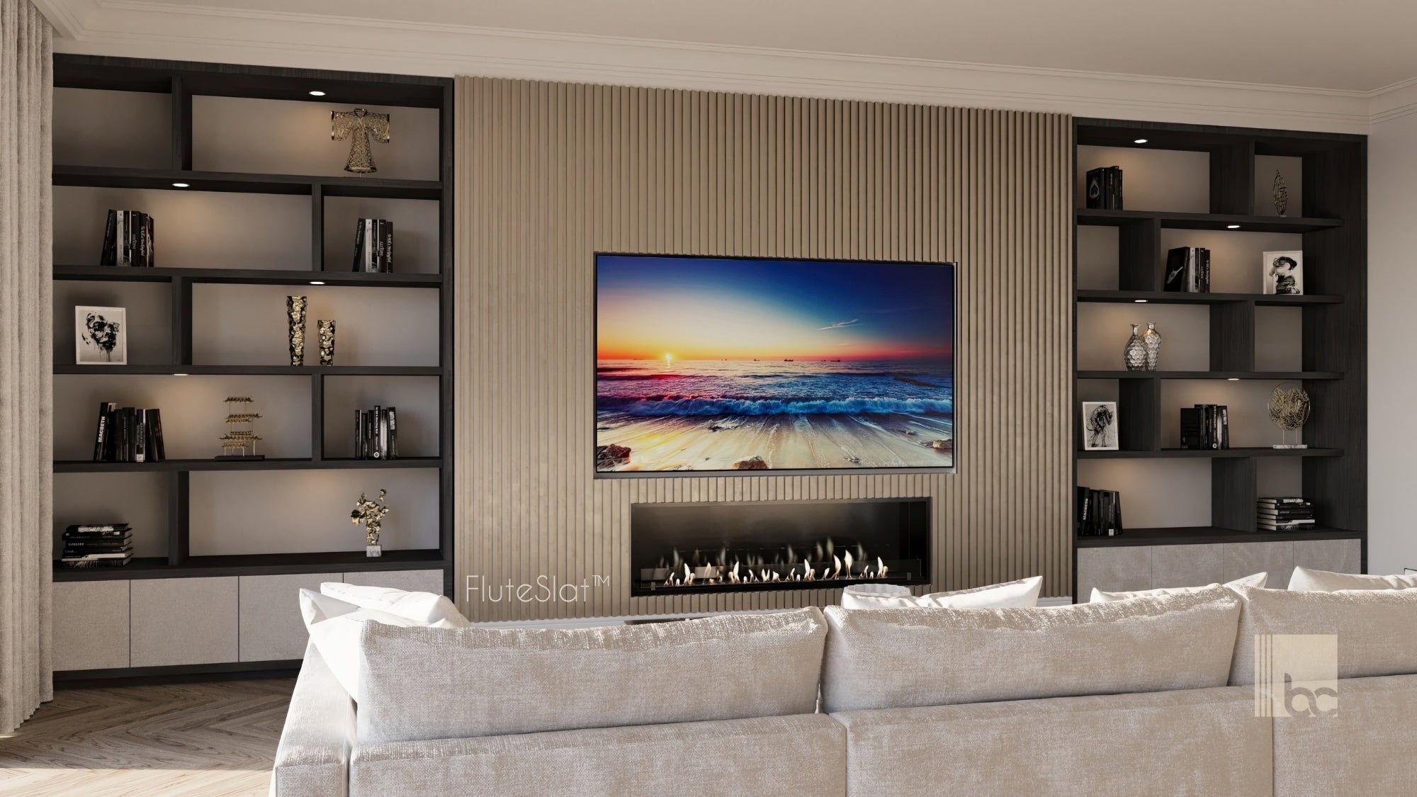 FluteSlat™ New York Rose Stone Wall Panel