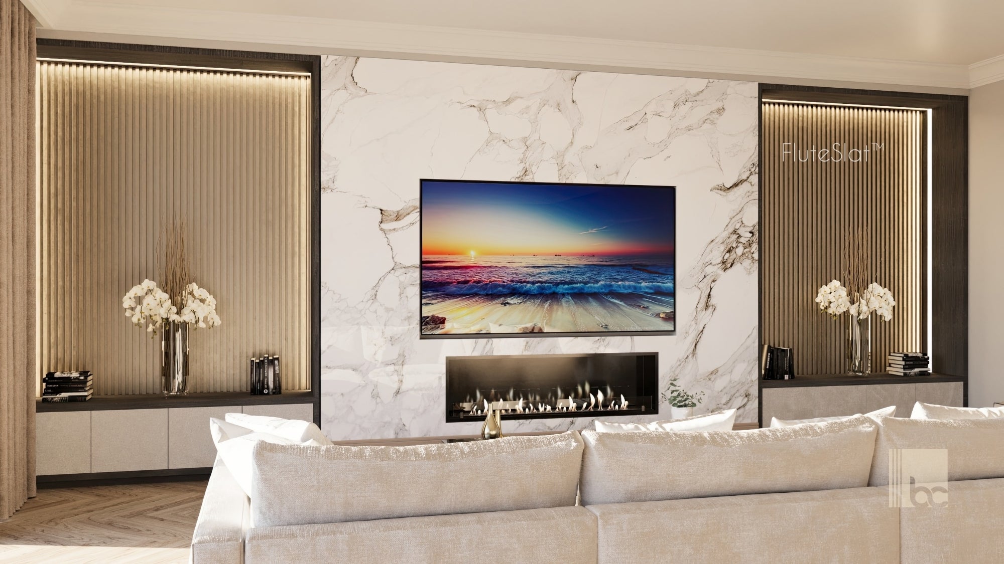 FluteSlat™ New York Rose Stone Wall Panel