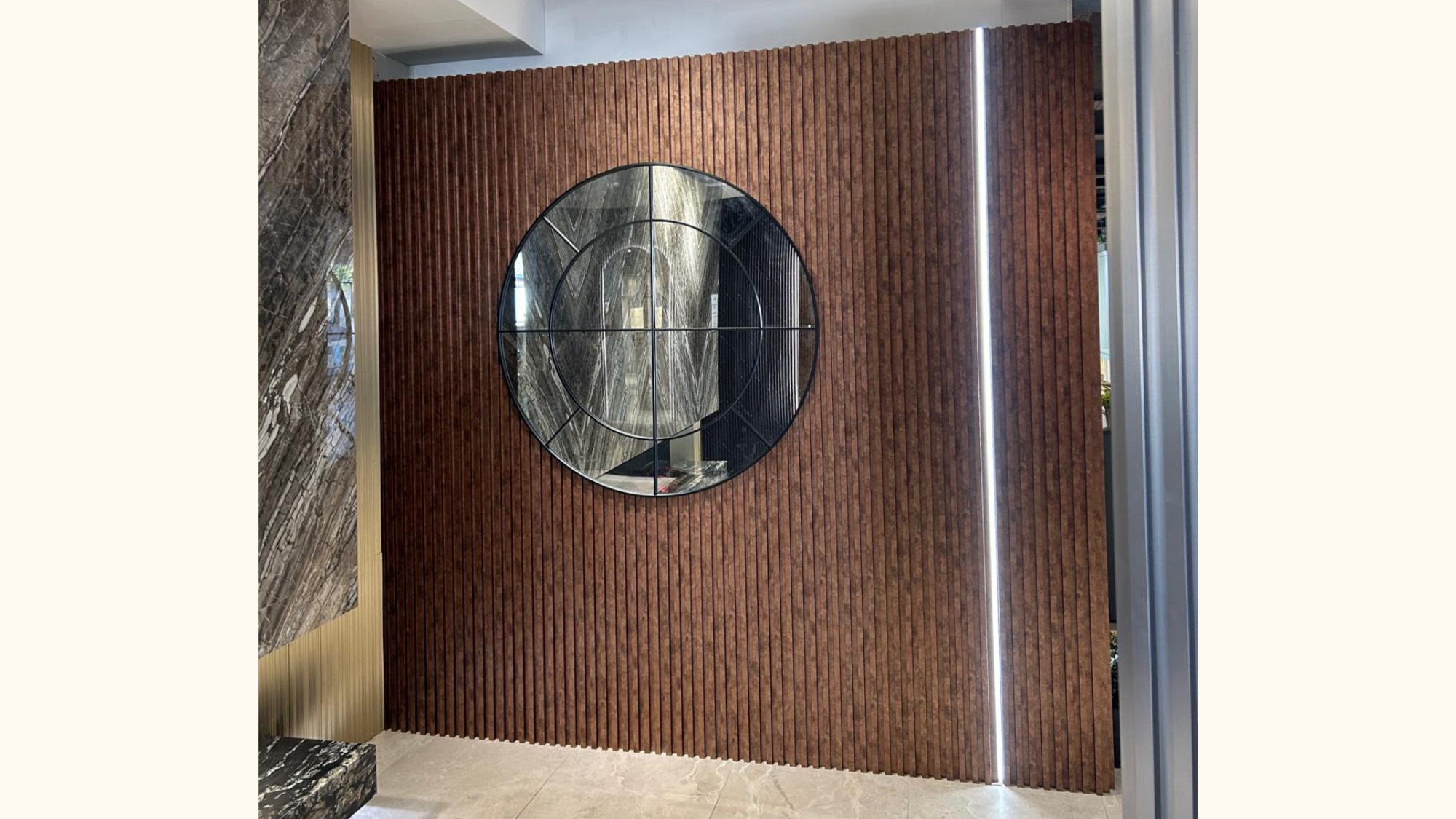 FluteSlat™ New York Copper Stone Wall Panel
