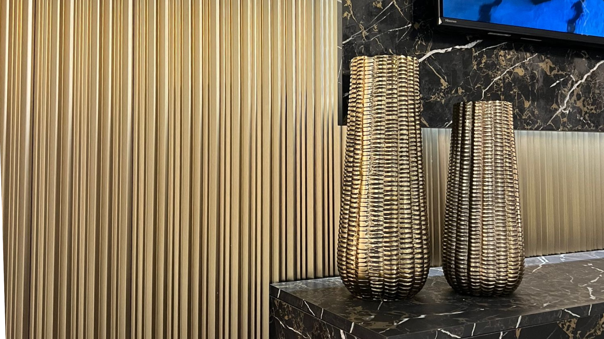FluteSlat™ Milan Brushed Gold Wall Panel