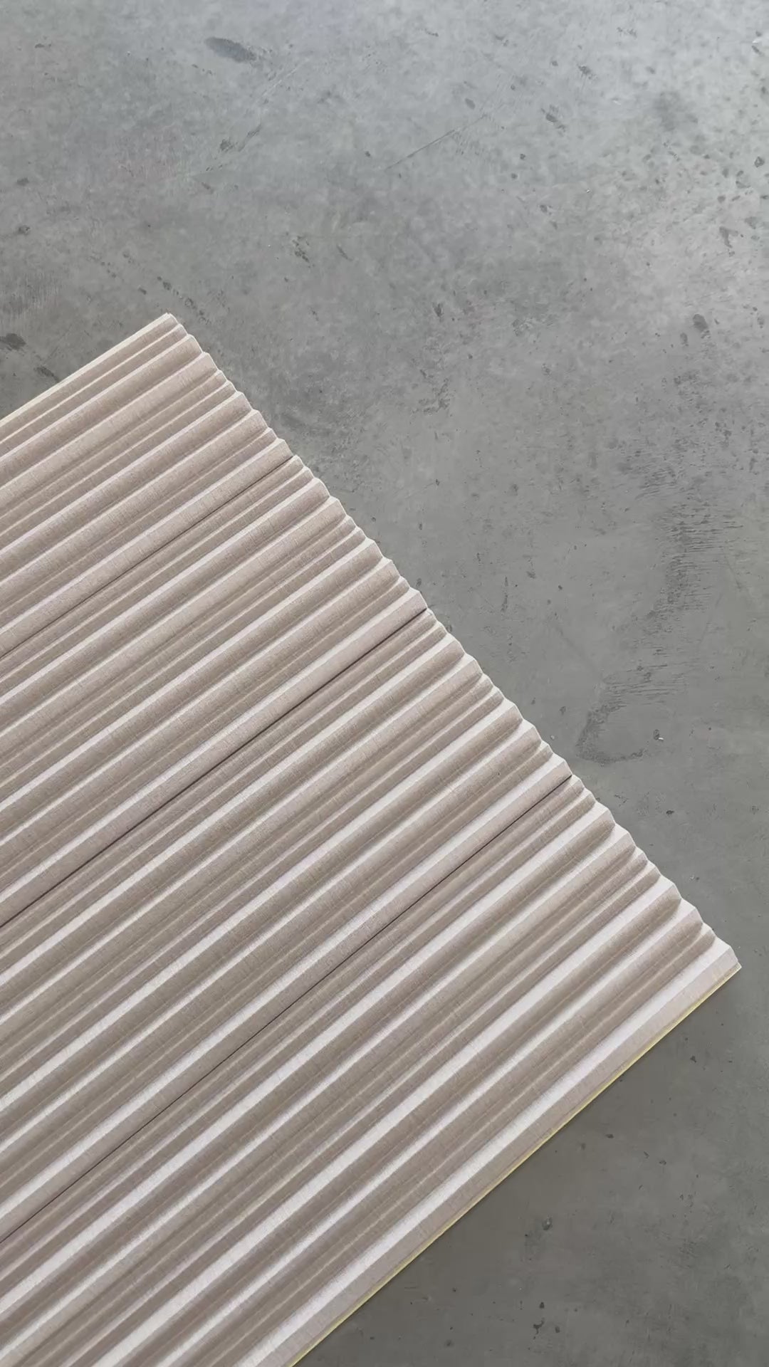 Load video: FluteSlat™ Mila Ivory Linen Wall Panel