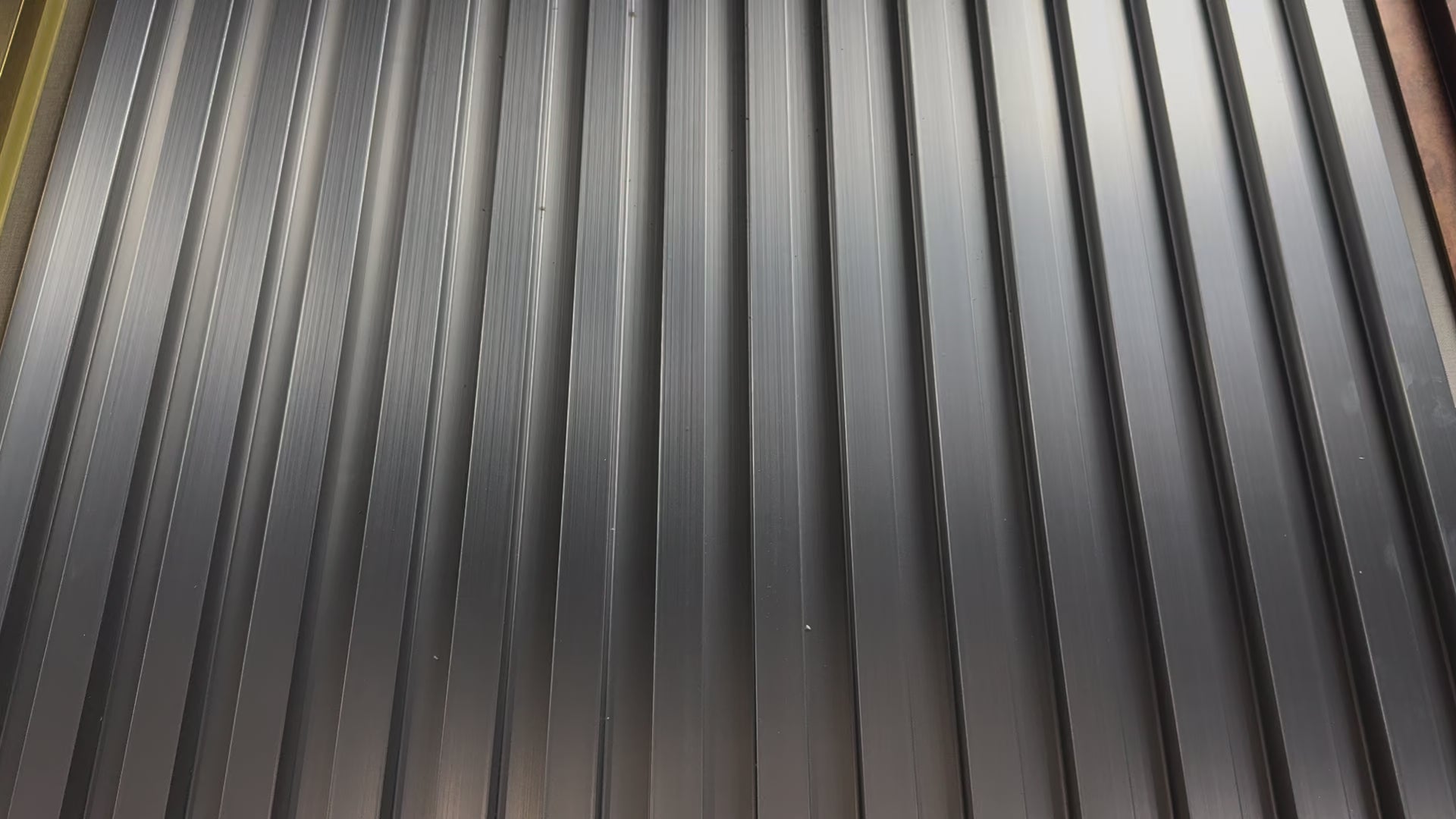 Load video: FluteSlat™ New York Grey Steel Wall Panel - 704