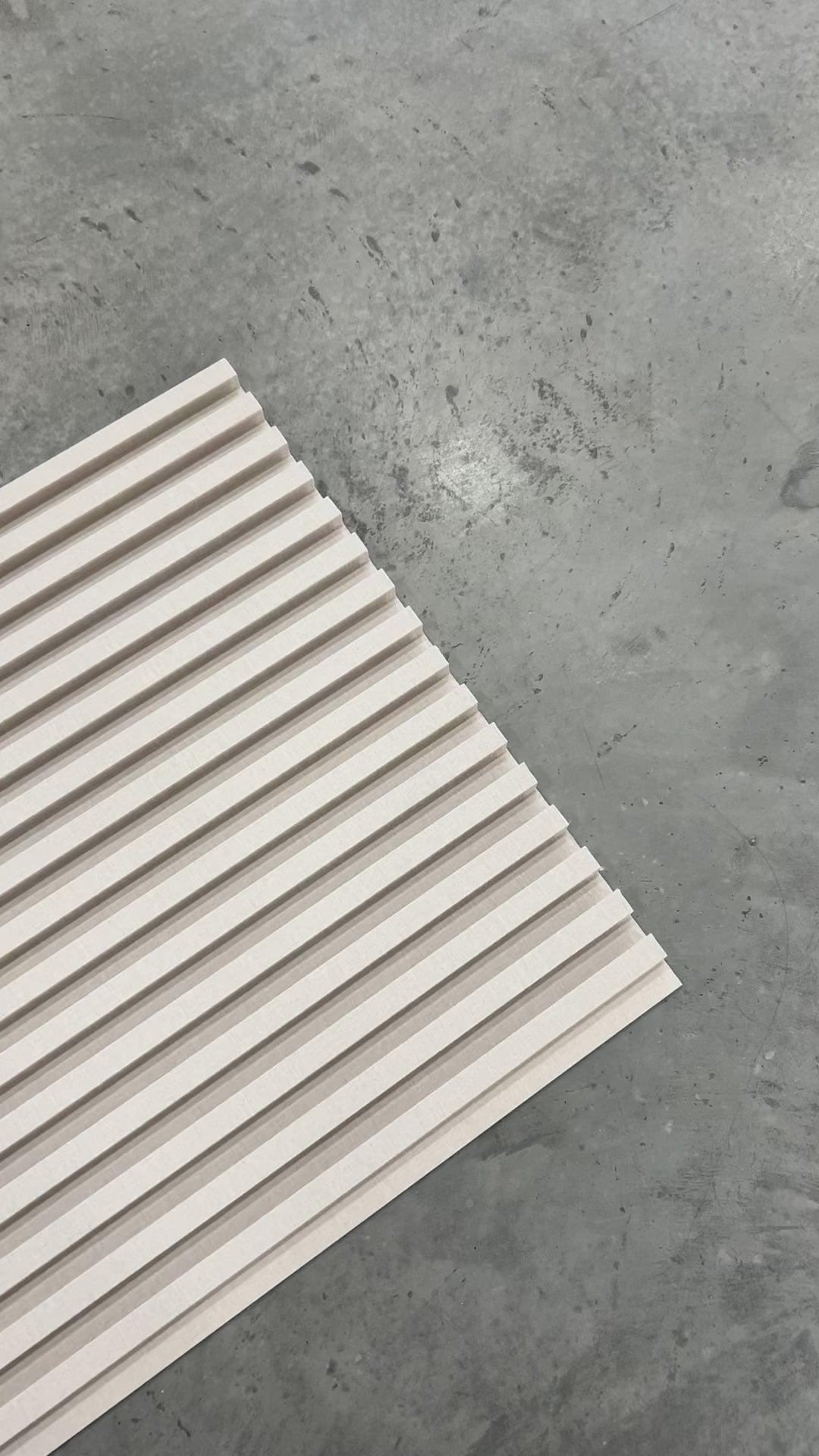 Load video: FluteSlat™ New York Ivory Linen Wall Panel