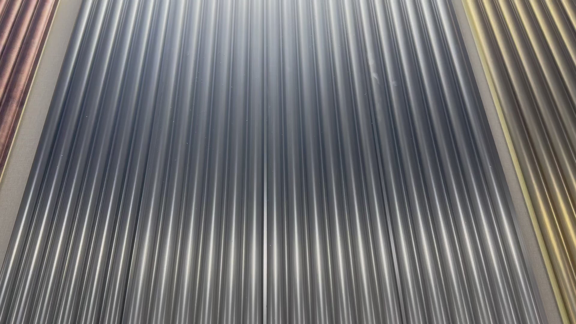 Load video: FluteSlat™ London Grey Steel Wall Panel - 704