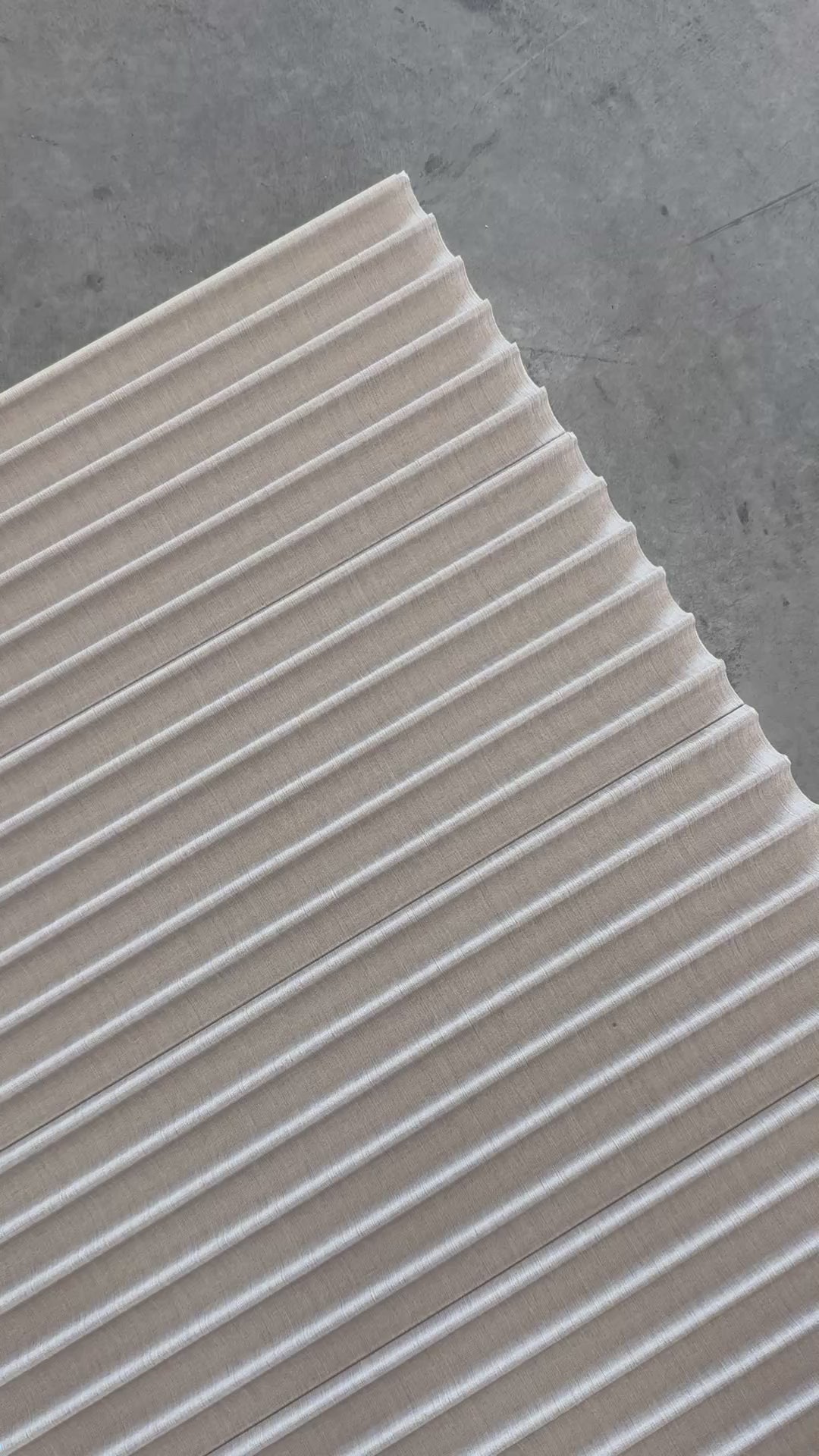 Load video: FluteSlat™ London Ivory Linen Wall Panel