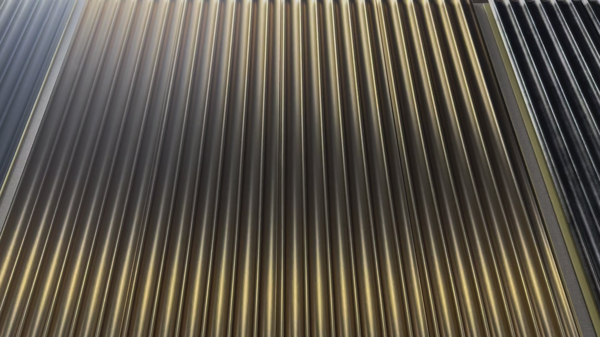 Load video: FluteSlat™ London Brushed Gold Wall Panel - 705
