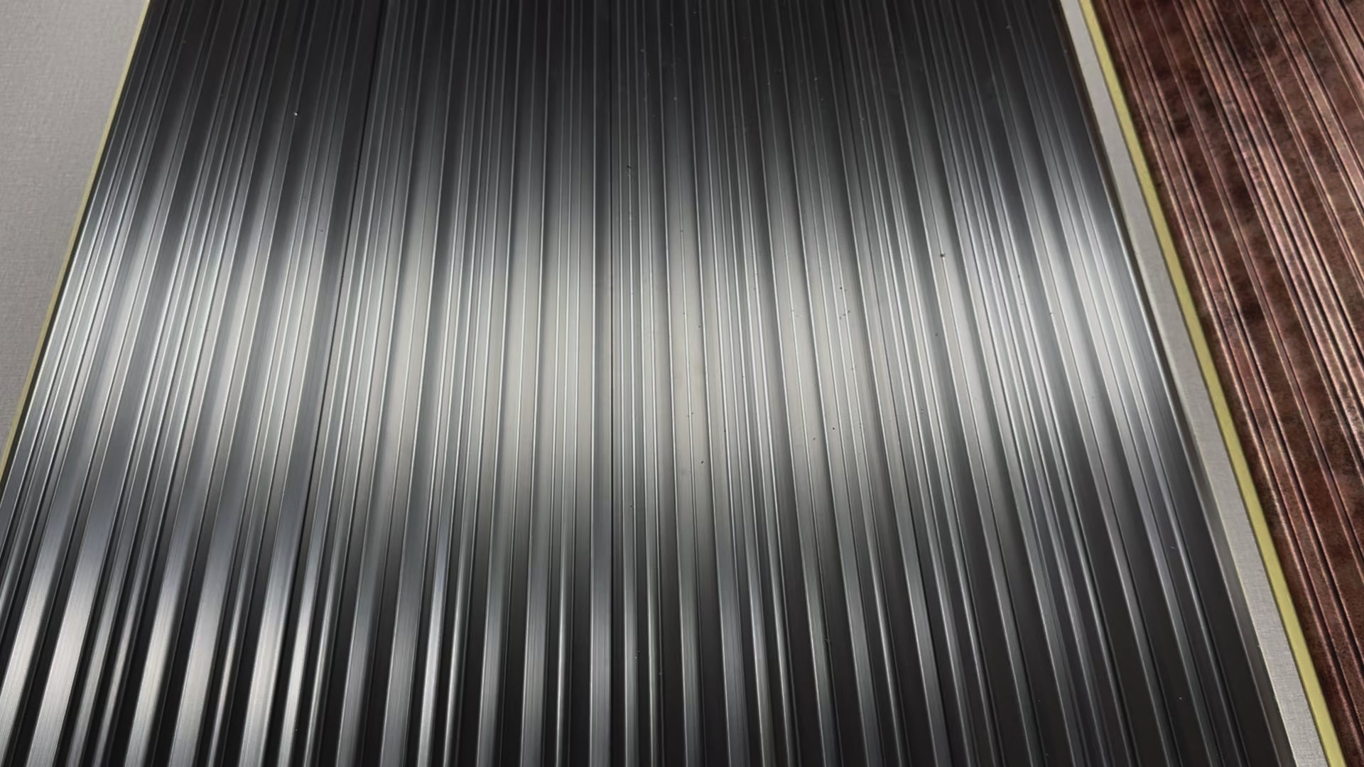 Load video: FluteSlat™ Milan Grey Steel Wall Panel - 704