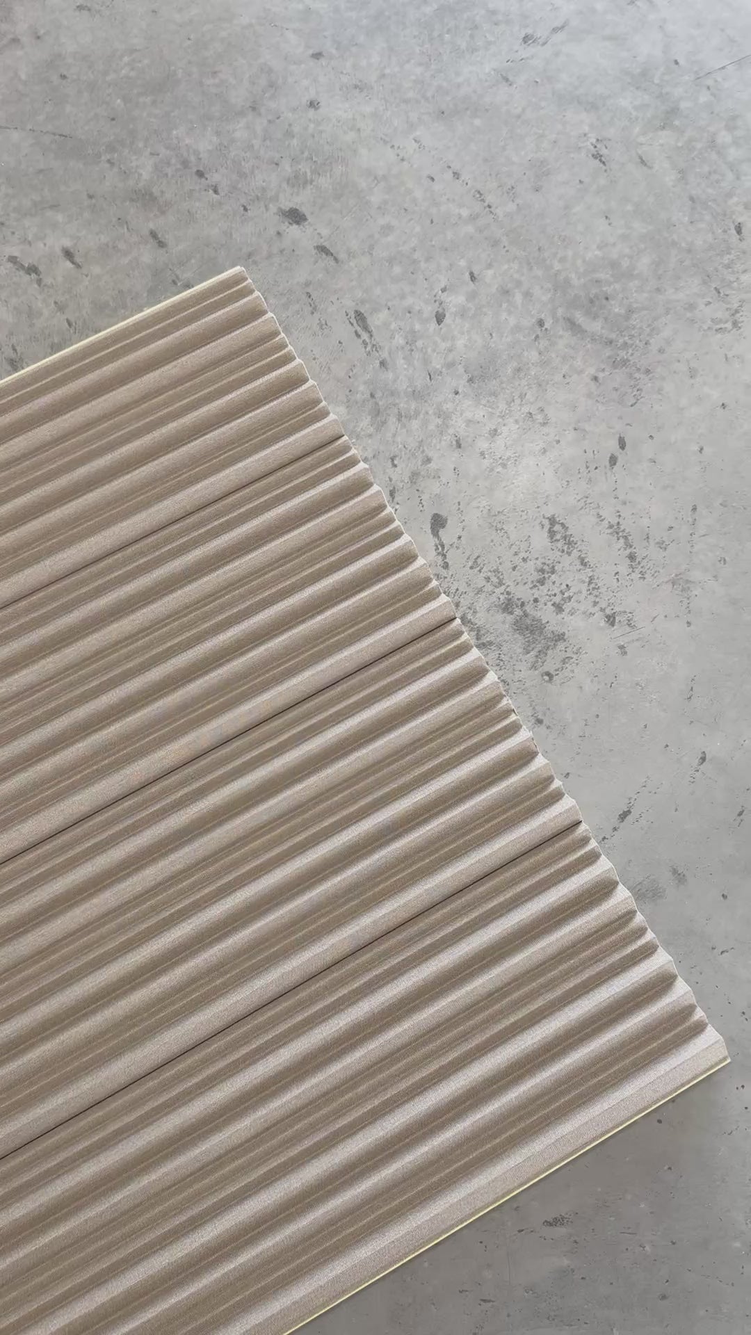 Load video: FluteSlat™ Milan Mocha Linen Wall Panel